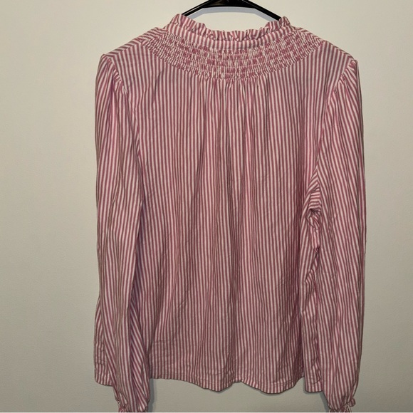 Boden Effie Smocked Pink & White Button-Up Shirt Size 14 - Picture 7 of 7